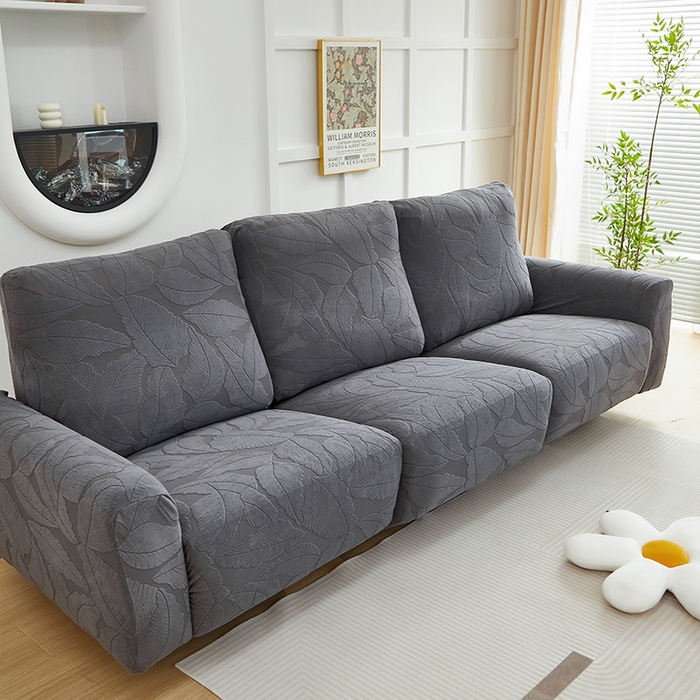 91家纺网 家纺一手货源 找家纺 丝绮鹿 2025新款富贵叶系列-芝华士沙发套 深灰