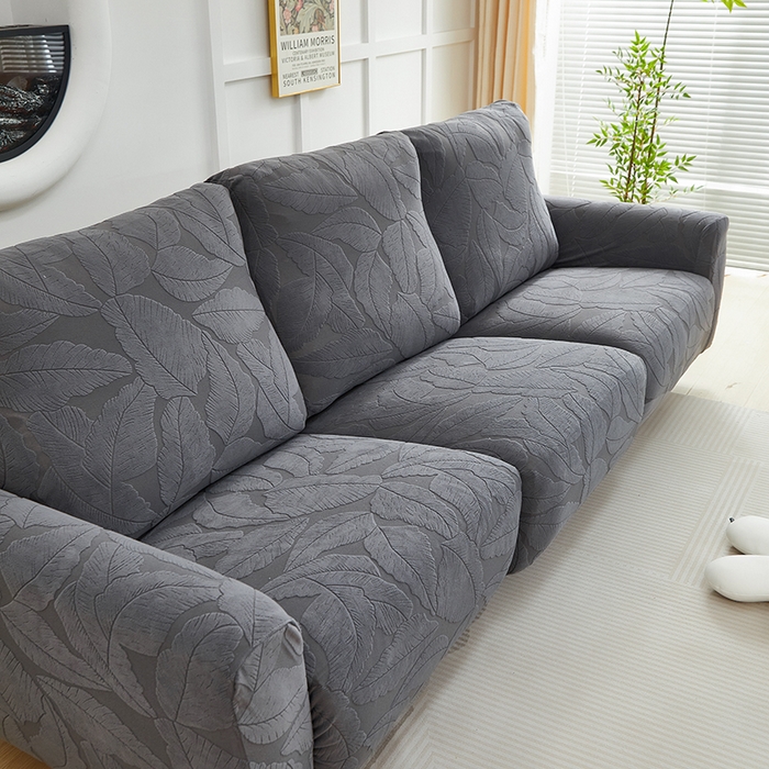 91家纺网 家纺一手货源 找家纺 丝绮鹿 2025新款富贵叶系列-芝华士沙发套 深灰