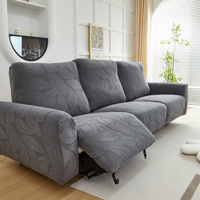 91家纺网 家纺一手货源 找家纺 丝绮鹿 2025新款富贵叶系列-芝华士沙发套 深灰