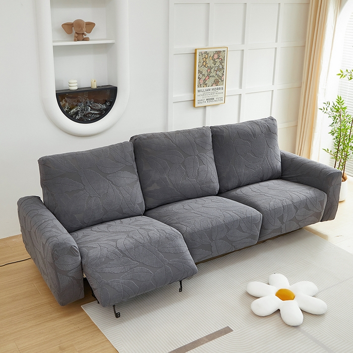 91家纺网 家纺一手货源 找家纺 丝绮鹿 2025新款富贵叶系列-芝华士沙发套 深灰