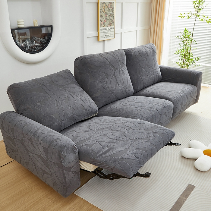 91家纺网 家纺一手货源 找家纺 丝绮鹿 2025新款富贵叶系列-芝华士沙发套 深灰