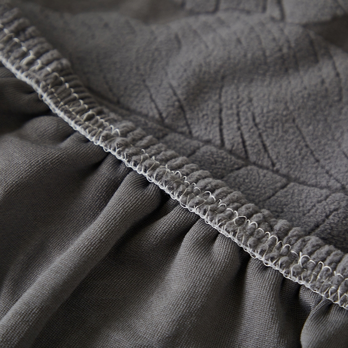 91家纺网 家纺一手货源 找家纺 丝绮鹿 2025新款富贵叶系列-沙发套松紧款（组合沙发图） 深灰