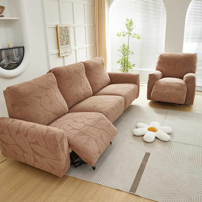 91家纺网 家纺一手货源 找家纺 丝绮鹿 2025新款富贵叶系列-芝华士沙发套 时尚咖