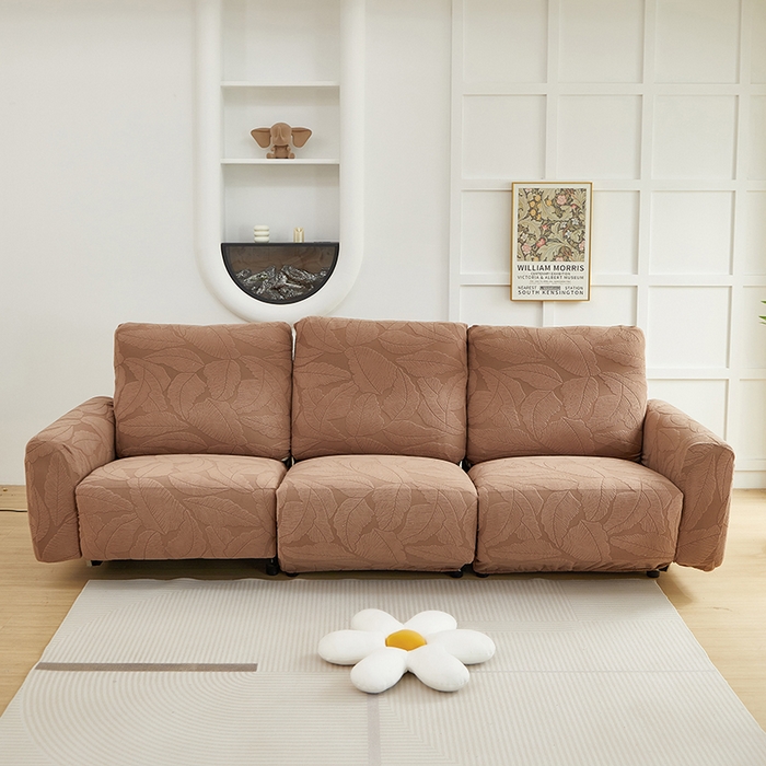 91家纺网 家纺一手货源 找家纺 丝绮鹿 2025新款富贵叶系列-芝华士沙发套 时尚咖