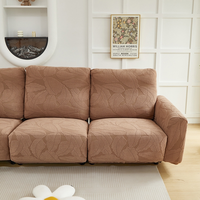 91家纺网 家纺一手货源 找家纺 丝绮鹿 2025新款富贵叶系列-芝华士沙发套 时尚咖