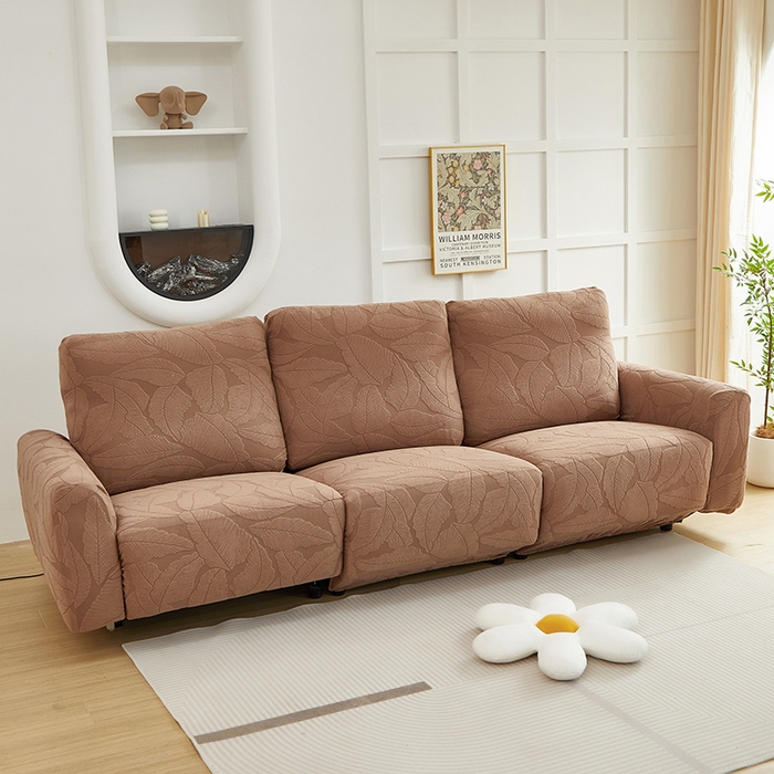 91家纺网 家纺一手货源 找家纺 丝绮鹿 2025新款富贵叶系列-芝华士沙发套 时尚咖