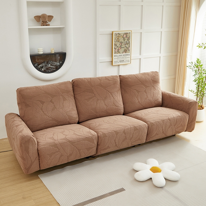 91家纺网 家纺一手货源 找家纺 丝绮鹿 2025新款富贵叶系列-芝华士沙发套 时尚咖