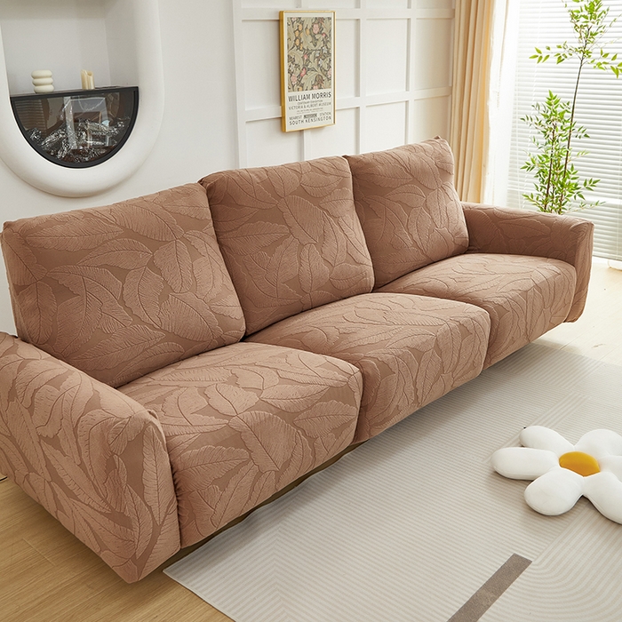 91家纺网 家纺一手货源 找家纺 丝绮鹿 2025新款富贵叶系列-芝华士沙发套 时尚咖