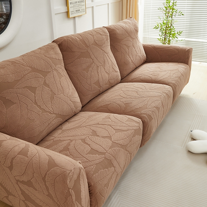 91家纺网 家纺一手货源 找家纺 丝绮鹿 2025新款富贵叶系列-芝华士沙发套 时尚咖