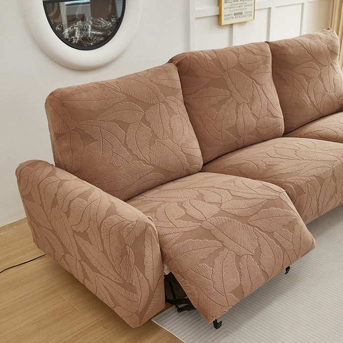 91家纺网 家纺一手货源 找家纺 丝绮鹿 2025新款富贵叶系列-芝华士沙发套 时尚咖