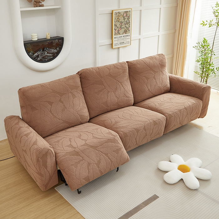 91家纺网 家纺一手货源 找家纺 丝绮鹿 2025新款富贵叶系列-芝华士沙发套 时尚咖