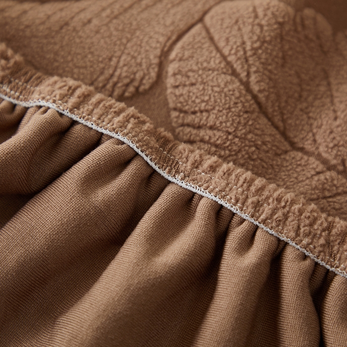 91家纺网 家纺一手货源 找家纺 丝绮鹿 2025新款富贵叶系列-沙发套松紧款（组合沙发图） 时尚咖