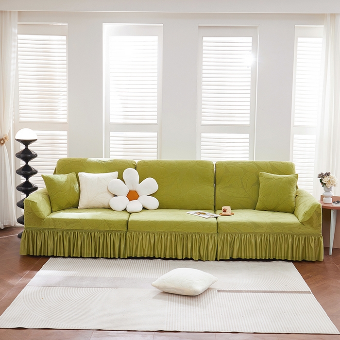 91家纺网 家纺一手货源 找家纺 （总）丝绮鹿 2025新款富贵叶系列-沙发套裙边款