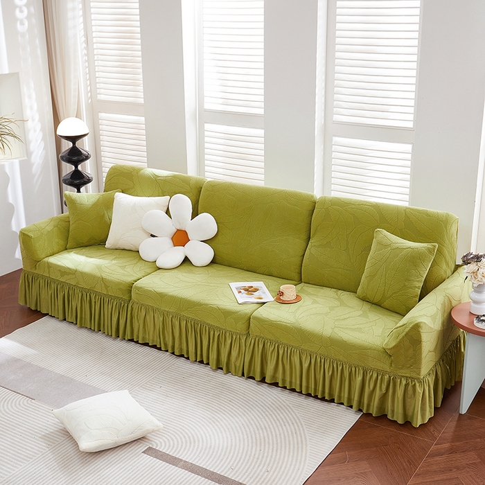 91家纺网 家纺一手货源 找家纺 （总）丝绮鹿 2025新款富贵叶系列-沙发套裙边款