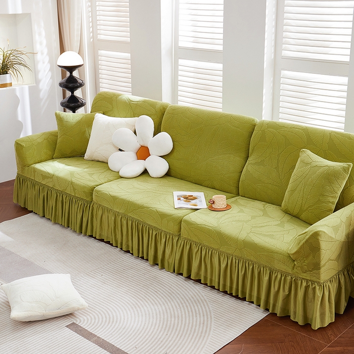 91家纺网 家纺一手货源 找家纺 （总）丝绮鹿 2025新款富贵叶系列-沙发套裙边款