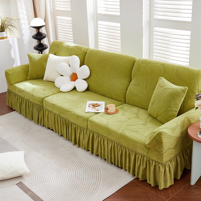 91家纺网 家纺一手货源 找家纺 （总）丝绮鹿 2025新款富贵叶系列-沙发套裙边款