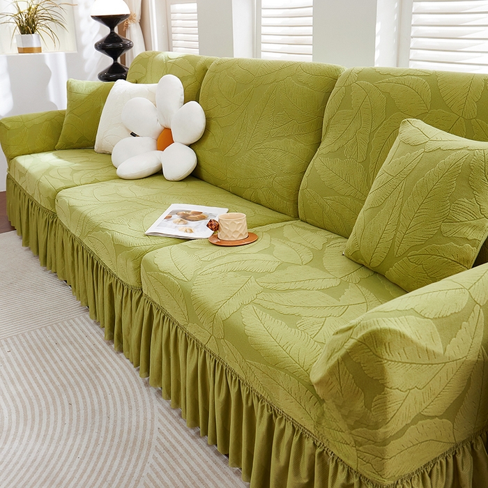 91家纺网 家纺一手货源 找家纺 （总）丝绮鹿 2025新款富贵叶系列-沙发套裙边款