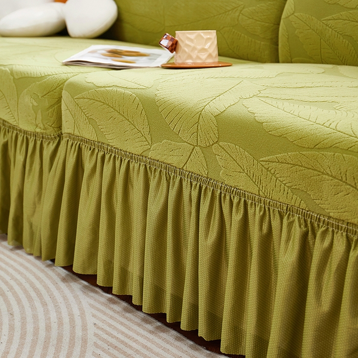 91家纺网 家纺一手货源 找家纺 （总）丝绮鹿 2025新款富贵叶系列-沙发套裙边款