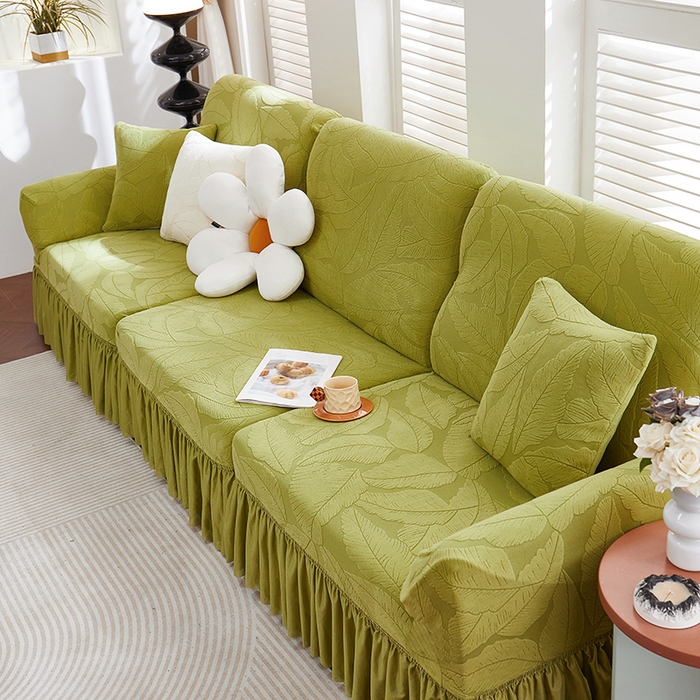 91家纺网 家纺一手货源 找家纺 （总）丝绮鹿 2025新款富贵叶系列-沙发套裙边款