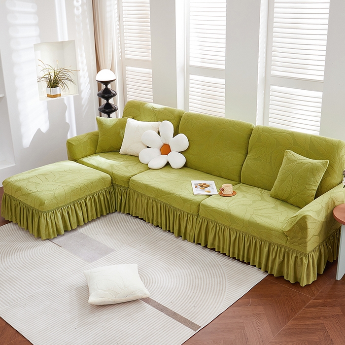 91家纺网 家纺一手货源 找家纺 （总）丝绮鹿 2025新款富贵叶系列-沙发套裙边款