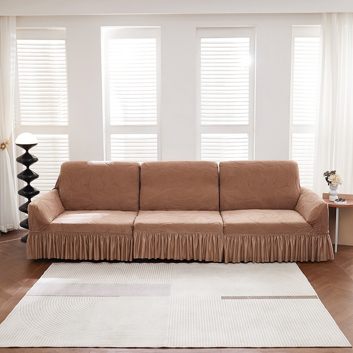 91家纺网 家纺一手货源 找家纺 （总）丝绮鹿 2025新款富贵叶系列-沙发套裙边款