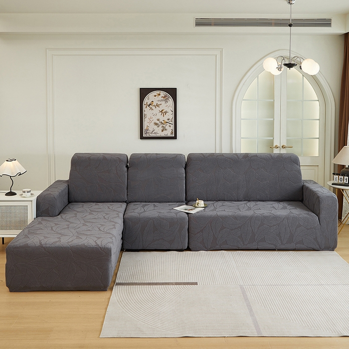 丝绮鹿 2025新款富贵叶系列-沙发套松紧款（贵妃图） 深灰