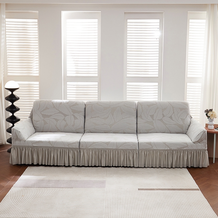 丝绮鹿 2025新款富贵叶系列-沙发套裙边款 浅灰