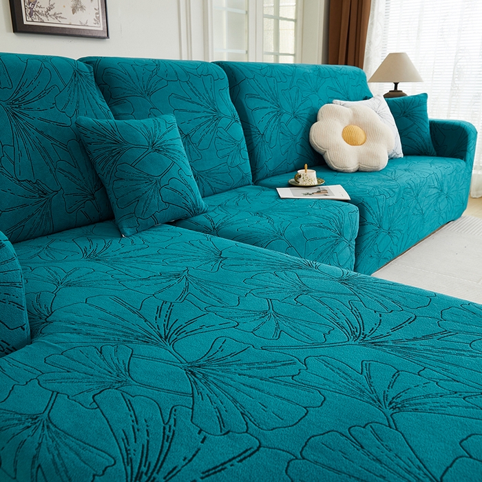 91家纺网 家纺一手货源 找家纺 （总）丝绮鹿 2025新款银杏叶系列-沙发套松紧款（贵妃图）