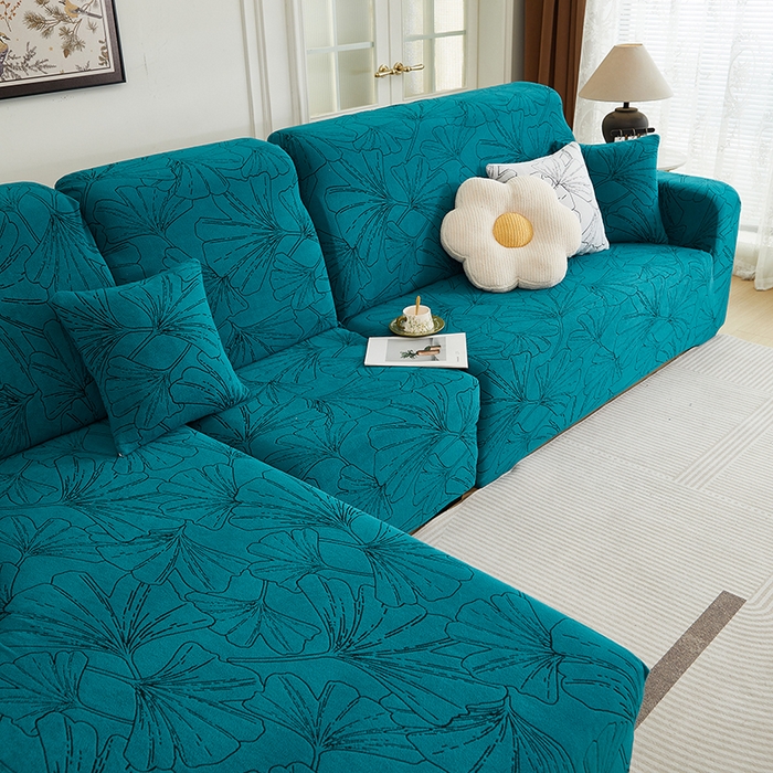 91家纺网 家纺一手货源 找家纺 （总）丝绮鹿 2025新款银杏叶系列-沙发套松紧款（贵妃图）