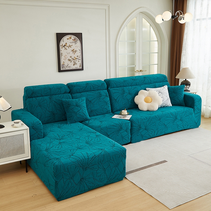 91家纺网 家纺一手货源 找家纺 （总）丝绮鹿 2025新款银杏叶系列-沙发套松紧款（贵妃图）