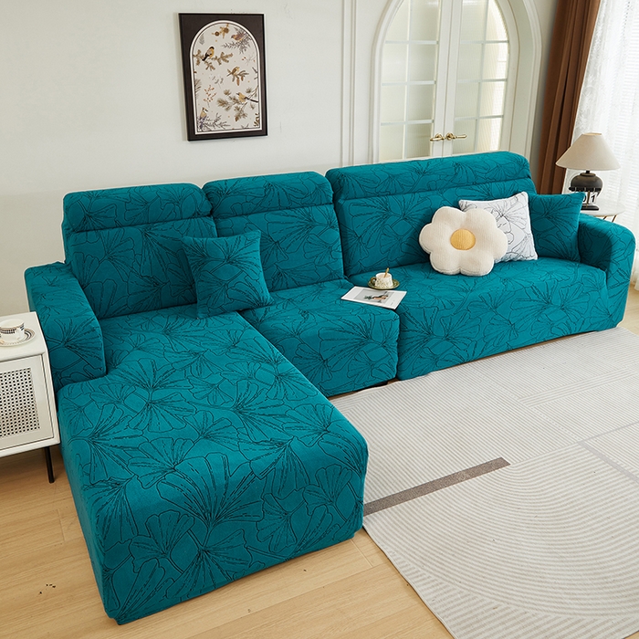 91家纺网 家纺一手货源 找家纺 （总）丝绮鹿 2025新款银杏叶系列-沙发套松紧款（贵妃图）