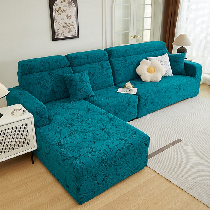 91家纺网 家纺一手货源 找家纺 （总）丝绮鹿 2025新款银杏叶系列-沙发套松紧款（贵妃图）