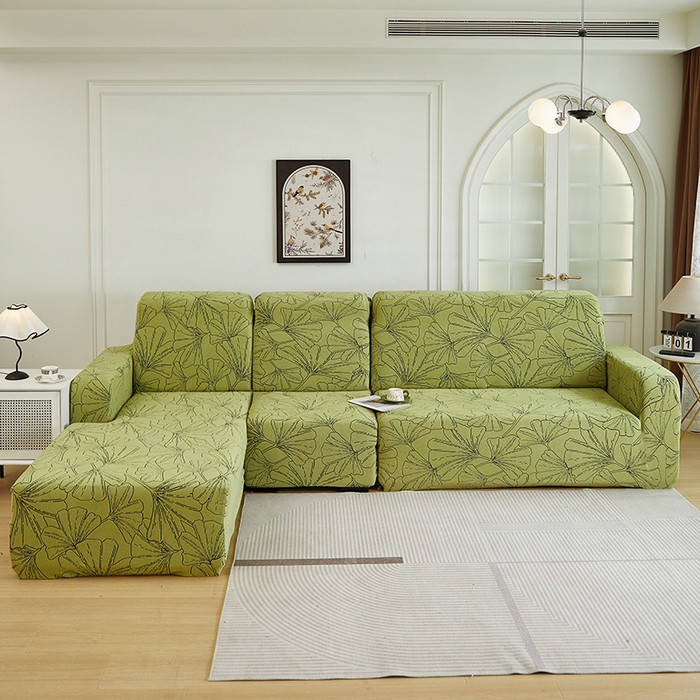 91家纺网 家纺一手货源 找家纺 （总）丝绮鹿 2025新款银杏叶系列-沙发套松紧款（贵妃图）