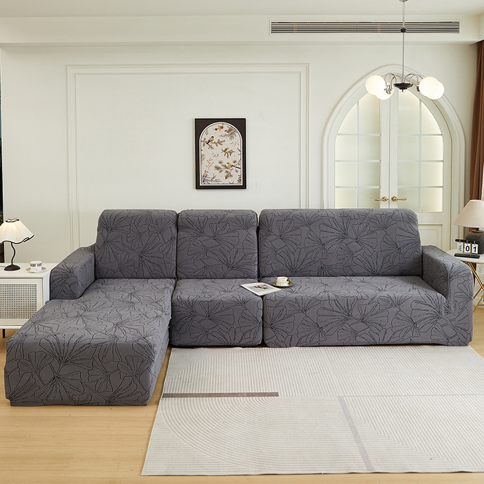 丝绮鹿 2025新款银杏叶系列-沙发套松紧款（贵妃图） 绅士灰