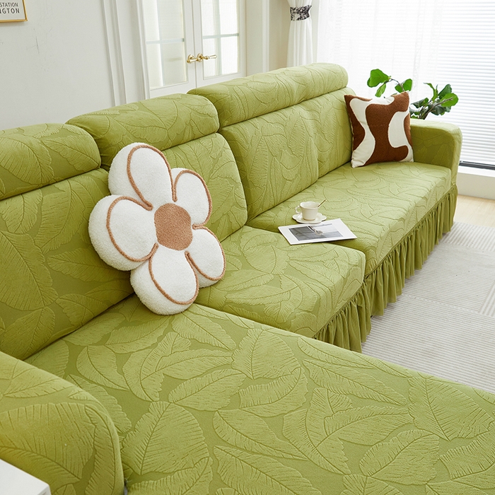 91家纺网 家纺一手货源 找家纺 （总）丝绮鹿 2025新款富贵叶系列-沙发套裙边款（贵妃图）