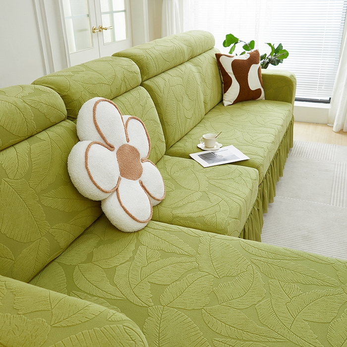 91家纺网 家纺一手货源 找家纺 （总）丝绮鹿 2025新款富贵叶系列-沙发套裙边款（贵妃图）