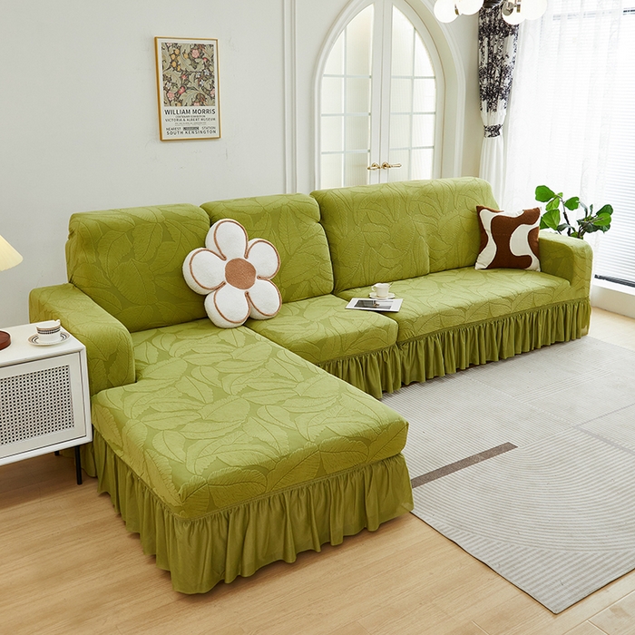 91家纺网 家纺一手货源 找家纺 （总）丝绮鹿 2025新款富贵叶系列-沙发套裙边款（贵妃图）