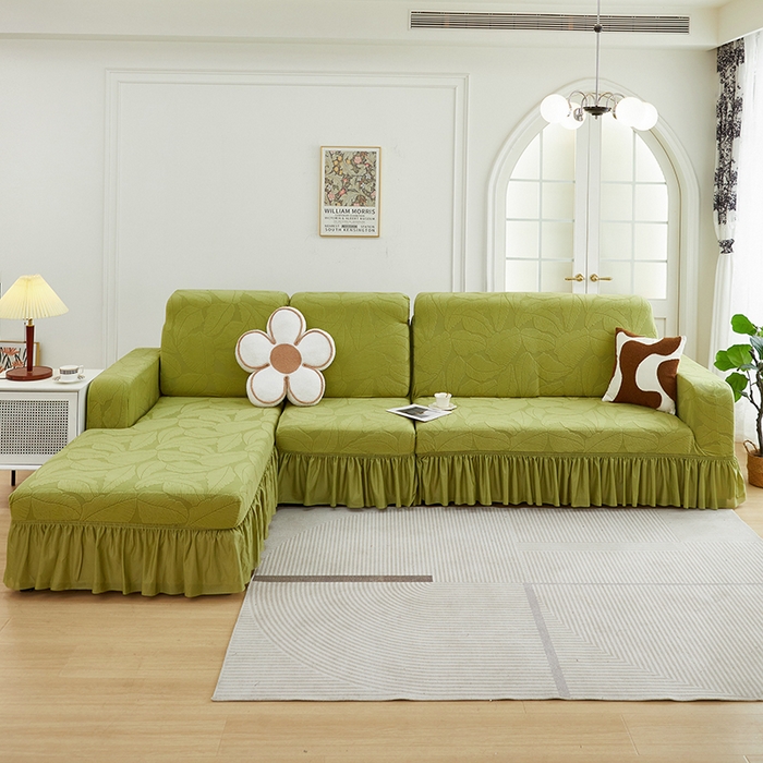 91家纺网 家纺一手货源 找家纺 （总）丝绮鹿 2025新款富贵叶系列-沙发套裙边款（贵妃图）