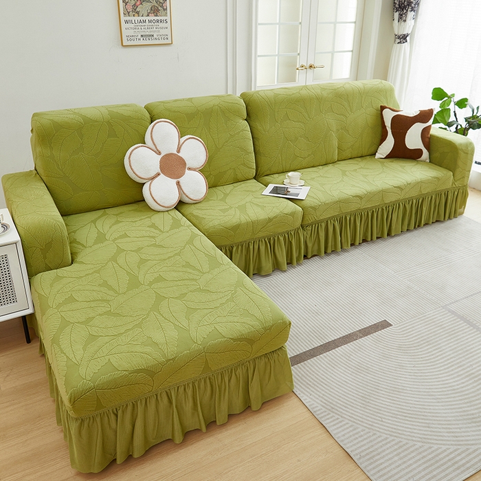 91家纺网 家纺一手货源 找家纺 （总）丝绮鹿 2025新款富贵叶系列-沙发套裙边款（贵妃图）