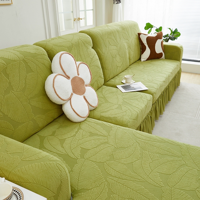 91家纺网 家纺一手货源 找家纺 （总）丝绮鹿 2025新款富贵叶系列-沙发套裙边款（贵妃图）