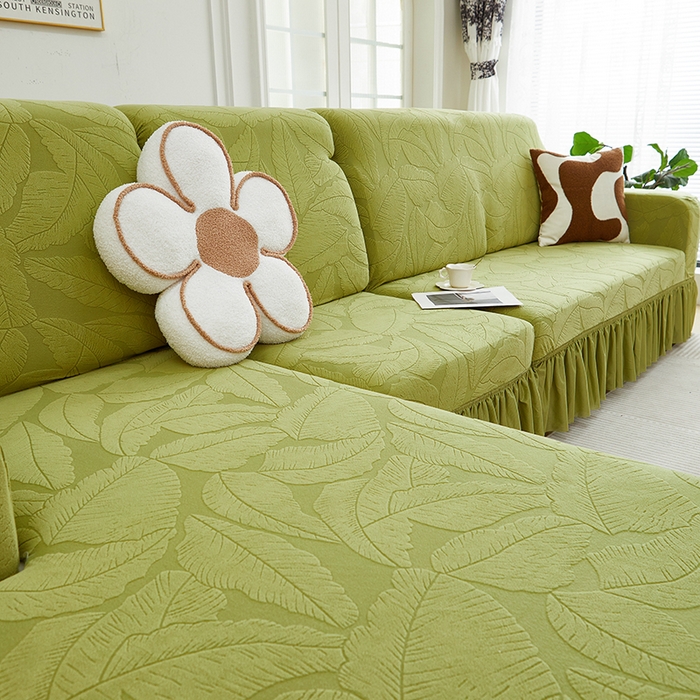 91家纺网 家纺一手货源 找家纺 （总）丝绮鹿 2025新款富贵叶系列-沙发套裙边款（贵妃图）