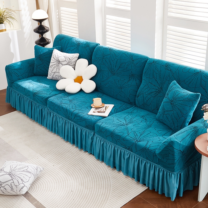 91家纺网 家纺一手货源 找家纺 （总）丝绮鹿 2025新款银杏叶系列-沙发套裙边款