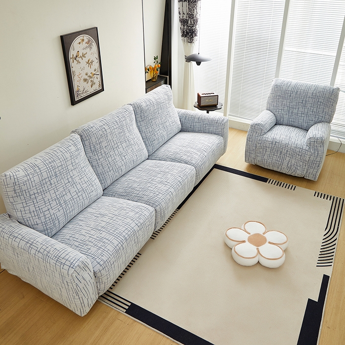 91家纺网 家纺一手货源 找家纺 丝绮鹿 2025新款极简系列-芝华士沙发套 极简蓝