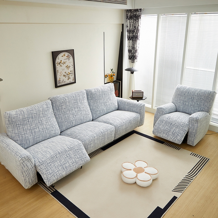 91家纺网 家纺一手货源 找家纺 丝绮鹿 2025新款极简系列-芝华士沙发套 极简蓝