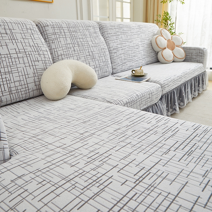 91家纺网 家纺一手货源 找家纺 （总）丝绮鹿 2025新款极简系列-双层蕾丝裙边款沙发套