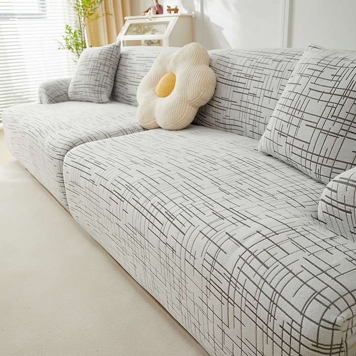 91家纺网 家纺一手货源 找家纺 （总）丝绮鹿 2025新款极简系列-沙发套松紧款（组合沙发图）