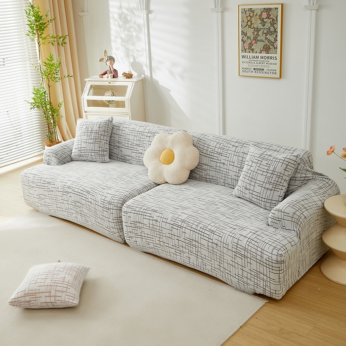 91家纺网 家纺一手货源 找家纺 丝绮鹿 2025新款极简系列-沙发套松紧款（组合沙发图） 极简-灰