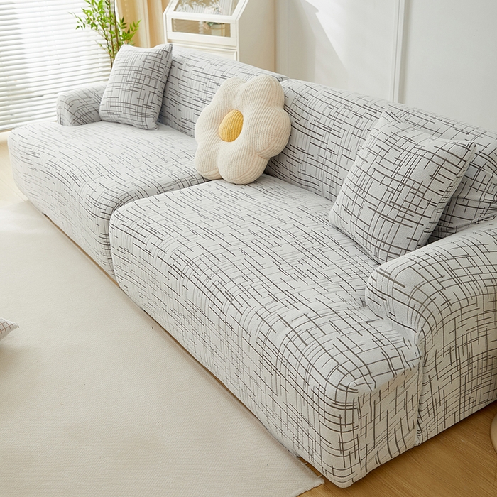 91家纺网 家纺一手货源 找家纺 丝绮鹿 2025新款极简系列-沙发套松紧款（组合沙发图） 极简-灰