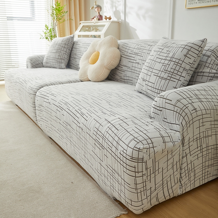 91家纺网 家纺一手货源 找家纺 丝绮鹿 2025新款极简系列-沙发套松紧款（组合沙发图） 极简-灰