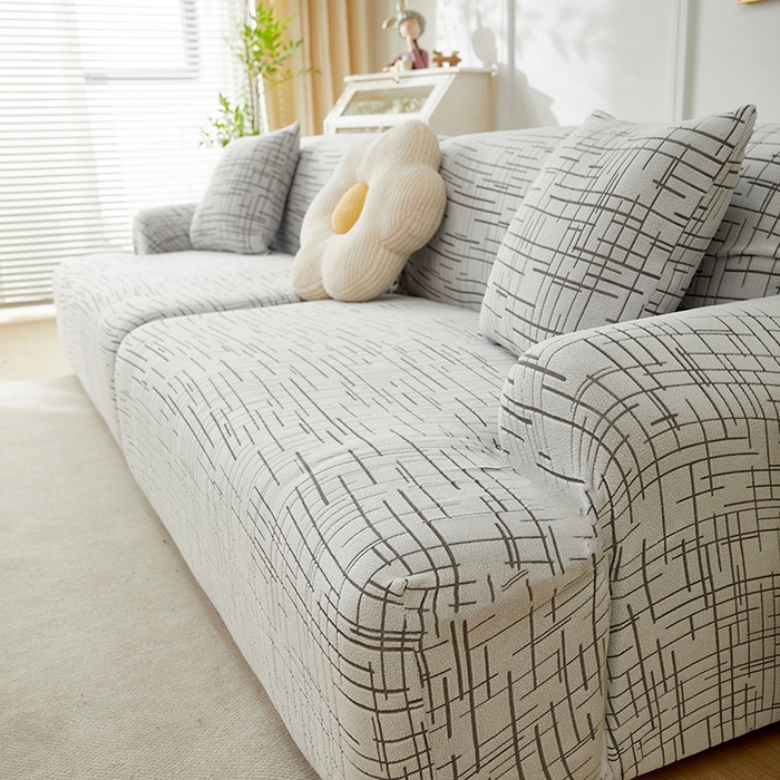 91家纺网 家纺一手货源 找家纺 丝绮鹿 2025新款极简系列-沙发套松紧款（组合沙发图） 极简-灰